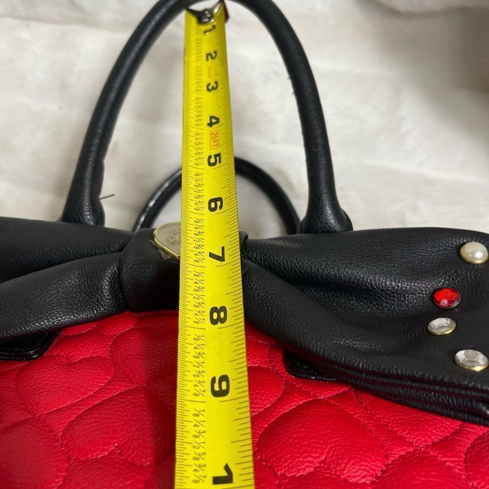 Betsey Johnson Red and Black Satchel with Bow - Picture 11 of 16